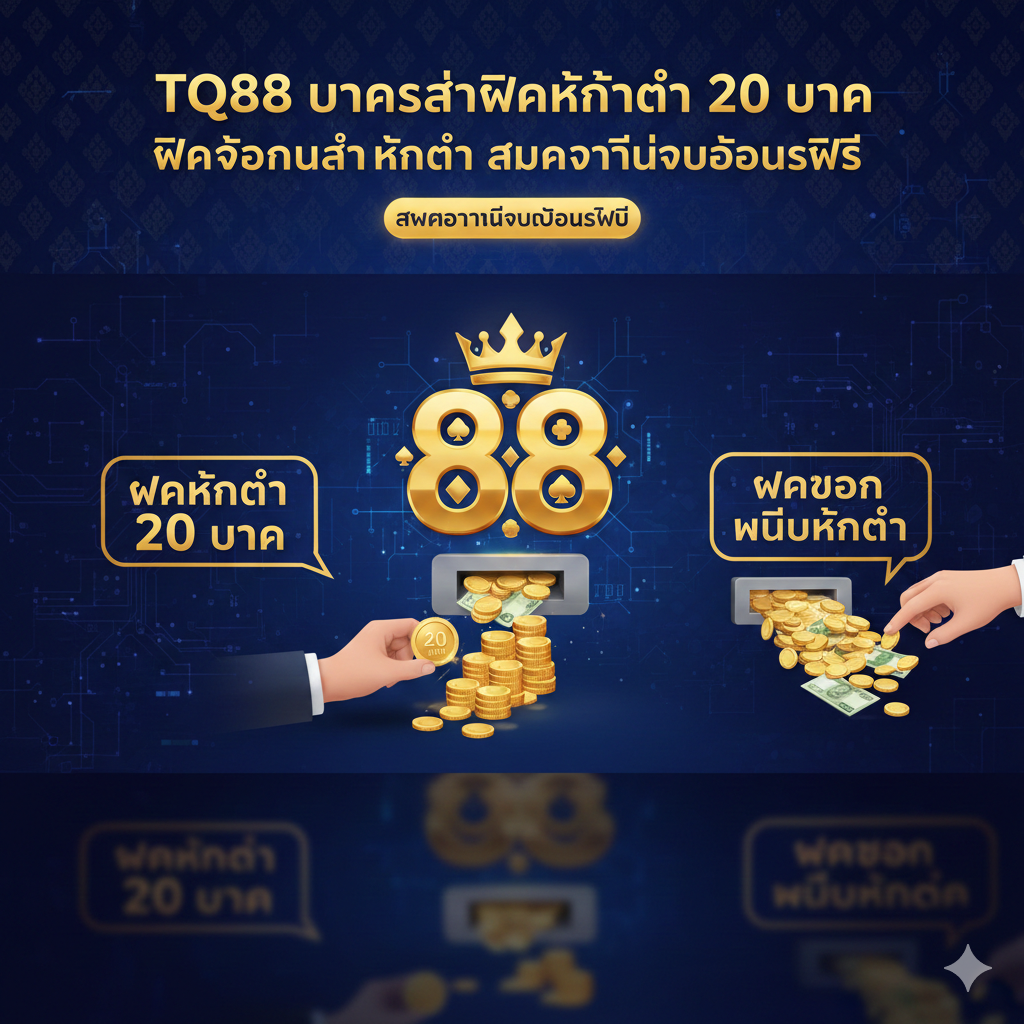 TQ88 บาคาร่าฝากขั้นต่ำ 20 บาท ฝากถอนไม่มีขั้นต่ำ สมัครวันนี้รับโบนัสฟรี